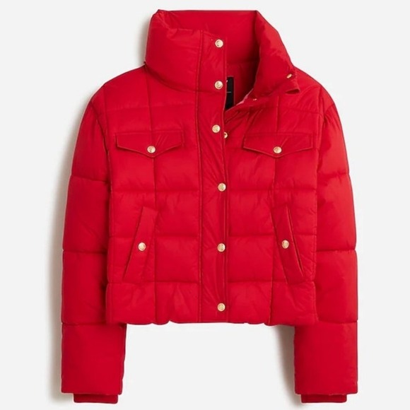 J. Crew Jackets & Blazers - J. Crew Red Signature Primaloft Cropped Puffer Jacket Size S Water Repellent
